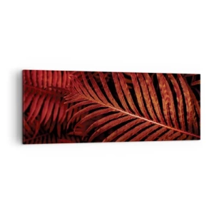 Impression sur toile - Image sur toile - Gros plan de feuilles tropicales rouges - 140x50cm - Chaleur de la vie - Décoration murale moderne pour le salon et la chambre ARTTOR