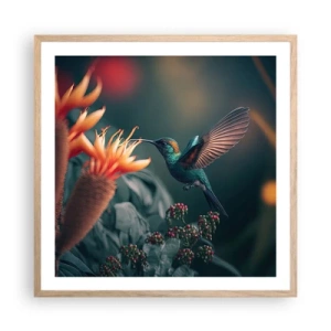 Affiche dans un chêne clair - Poster - une vie vraiment colorée - 60x60 cm