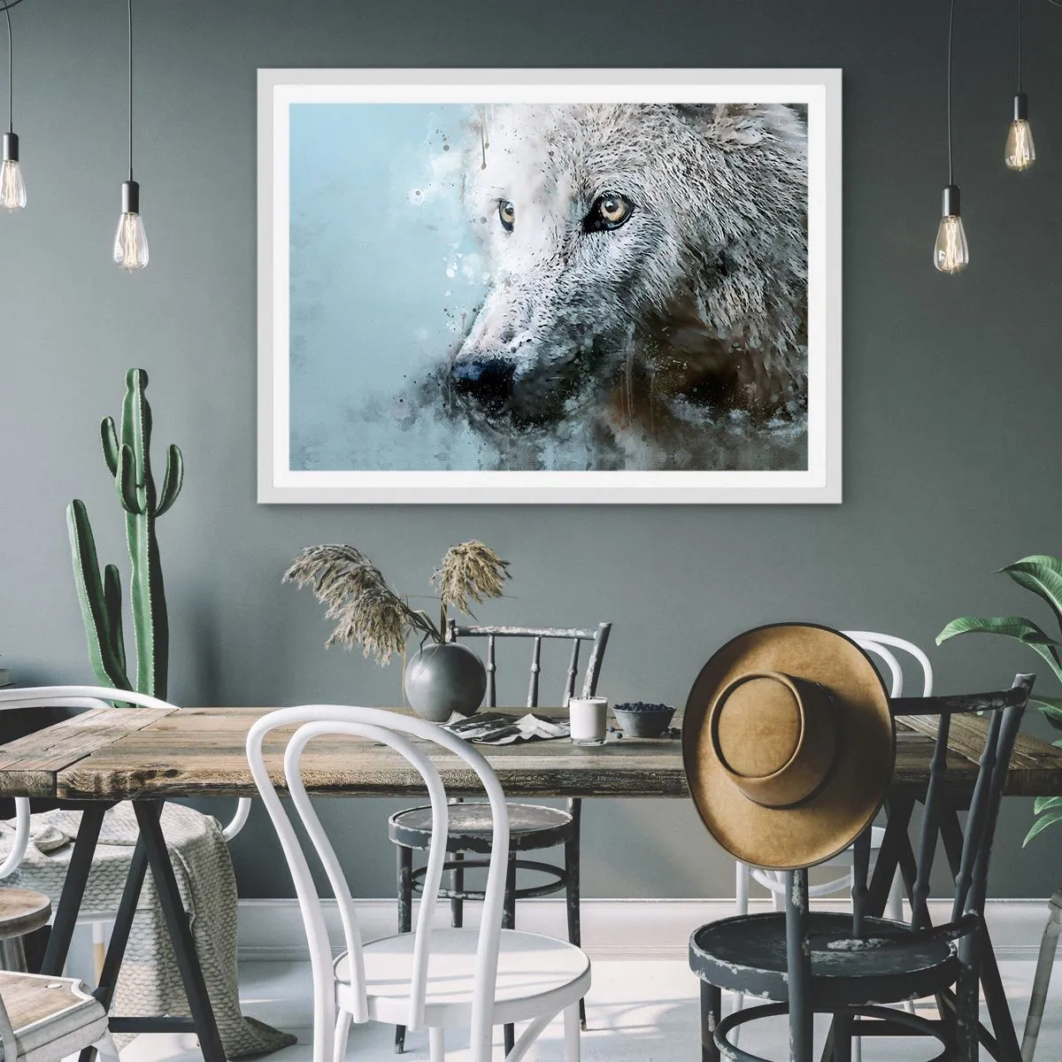 Affiche dans un cadre blanc - Poster - Rencontrez l'âme du loup - 91x61 cm