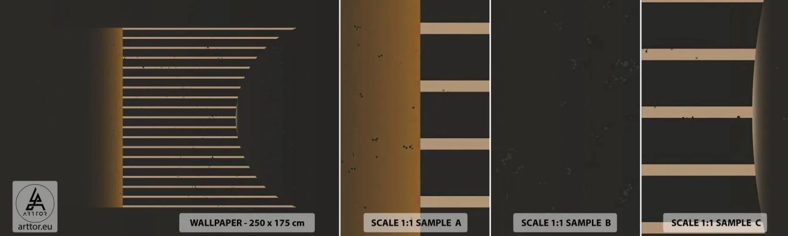 Échantillon de Papier Peint Autocollant Deluxe Sticker - Explorez les ténèbres - Abstraction, Morceau, Linéaire - 100x30 cm