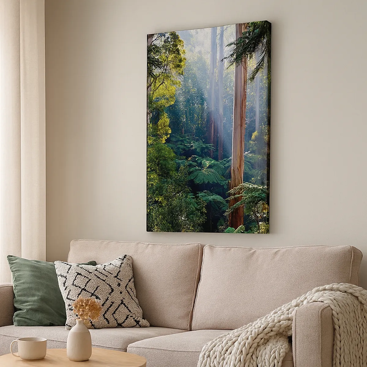 Impression sur toile - Image sur toile - Forêt tropicale illuminée par les rayons du soleil - 50x70cm - Fable de la forêt - Décoration murale moderne pour le salon et la chambre ARTTOR