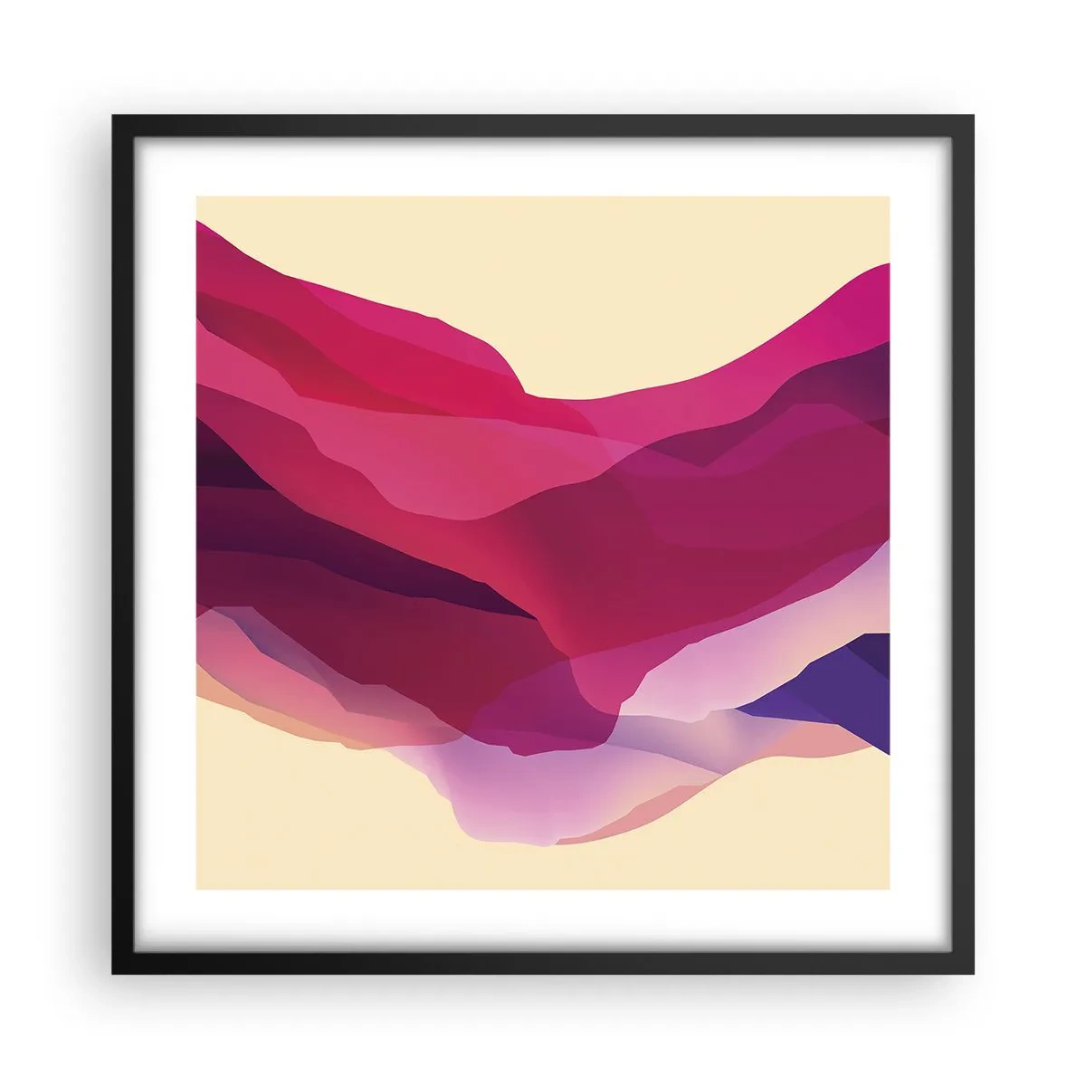 Affiche dans un cadre noir - Poster - Vagues pourpre - 50x50 cm