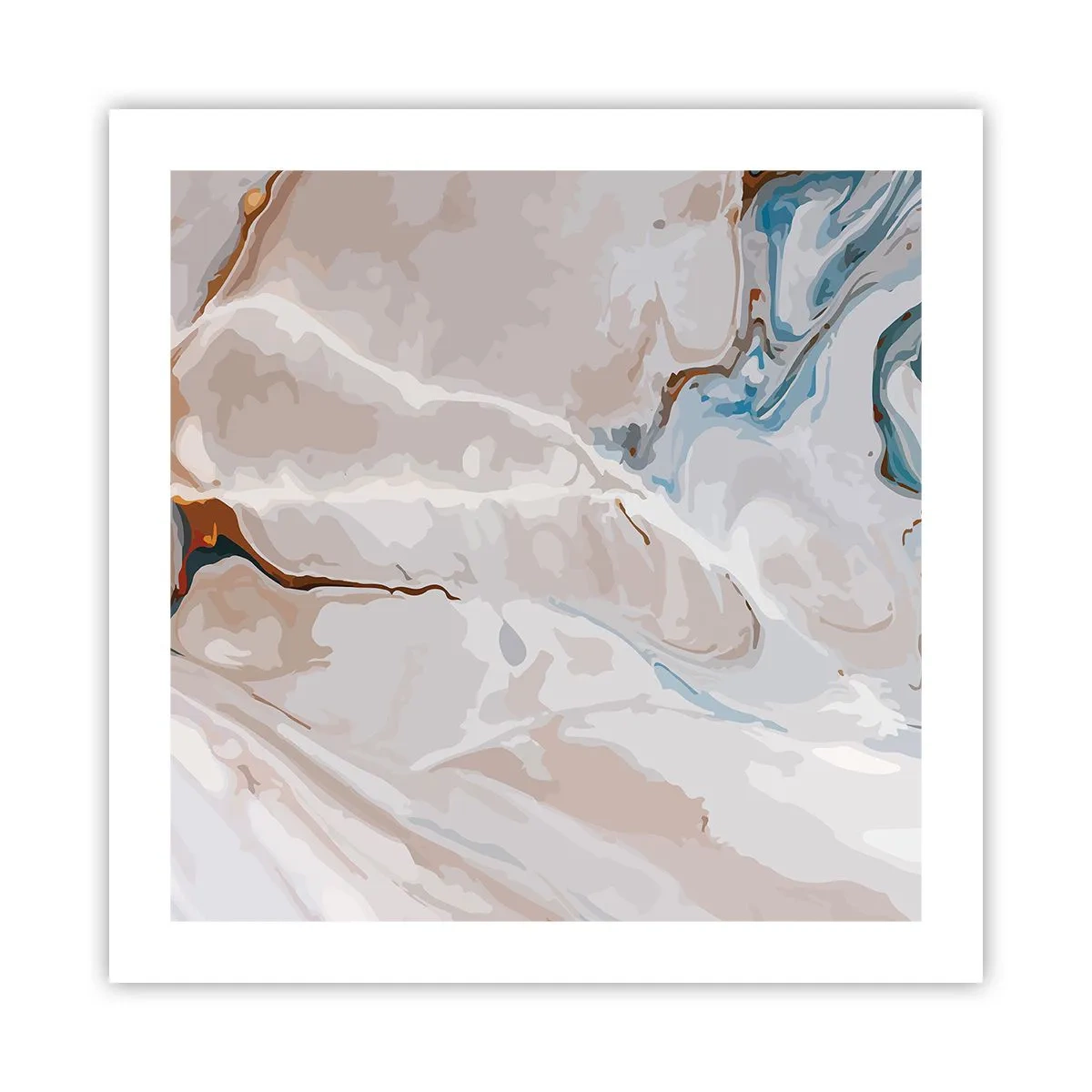 Affiche - Poster - Le bleu serpente sous le blanc - 50x50 cm