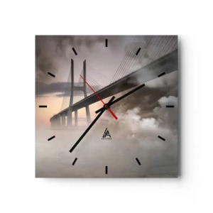 Horloge murale - Pendule murale - Un pont sur une rivière entouré de brouillard le matin - 30x30cm - Sur la rivière qui n'existe pas - Décoration murale moderne pour le salon et la chambre ARTTOR