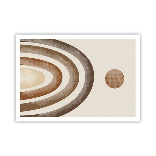 Affiche - Poster - Motif planétaire géométrique dans les tons de marron - 100x70cm - Dans une galaxie lointaine - Décoration murale moderne pour le salon et la chambre ARTTOR