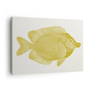 Impression sur toile - Image sur toile - Poisson rouge vintage sur fond clair - 70x50cm - Du poisson et c'est tout - Décoration murale moderne pour le salon et la chambre ARTTOR