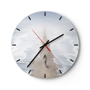 Horloge murale - Pendule murale - Une silhouette marchant seule dans l'eau sur un chemin sablonneux vers l'horizon. - 30x30cm - Un brillant avenir - Décoration murale moderne pour le salon, la cuisine et la chambre ARTTOR