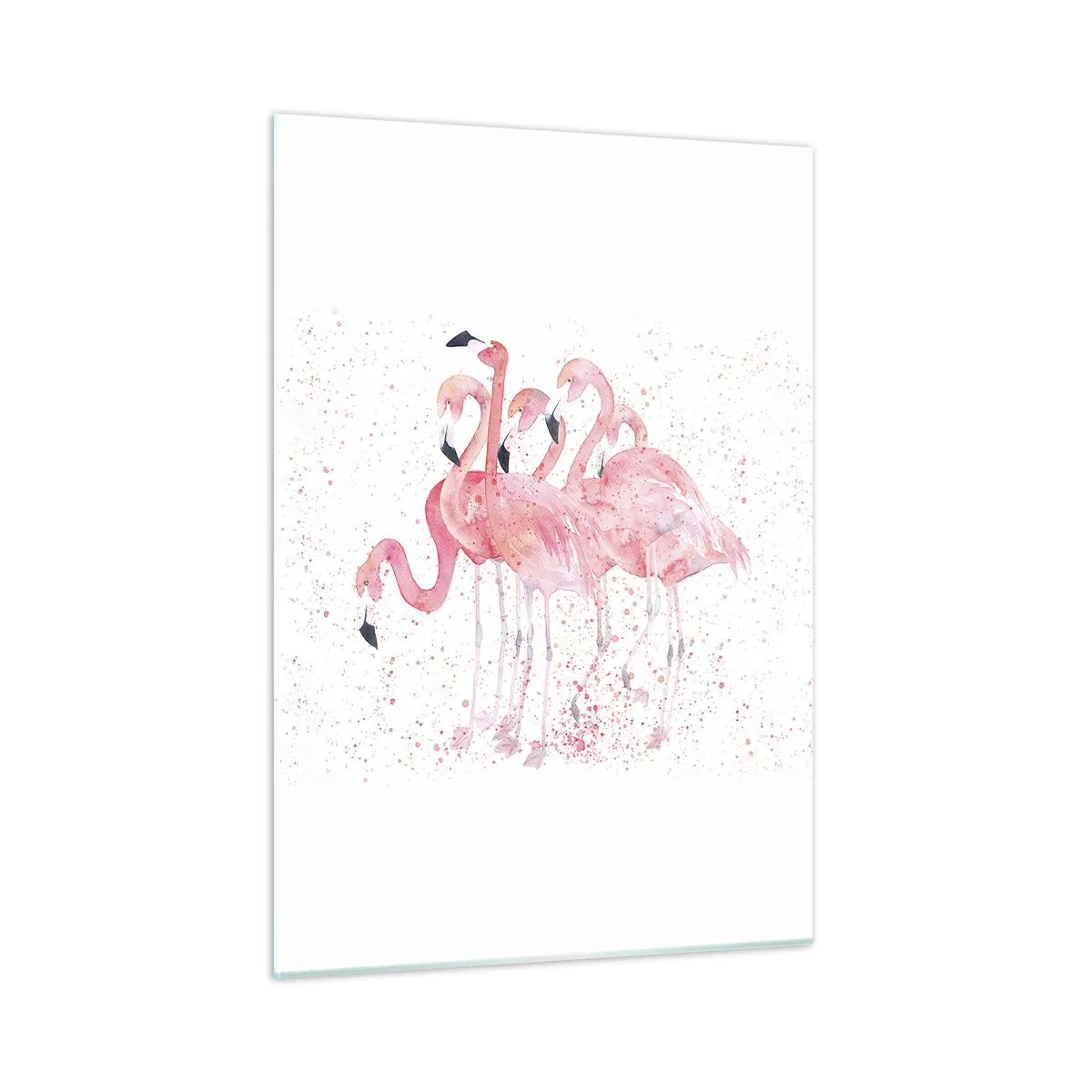 Impression sur verre - Image sur verre - Flamants roses à l'aquarelle sur fond clair avec des taches délicates - 50x70cm - Ensemble rose - Décoration murale moderne pour le salon et la chambre ARTTOR