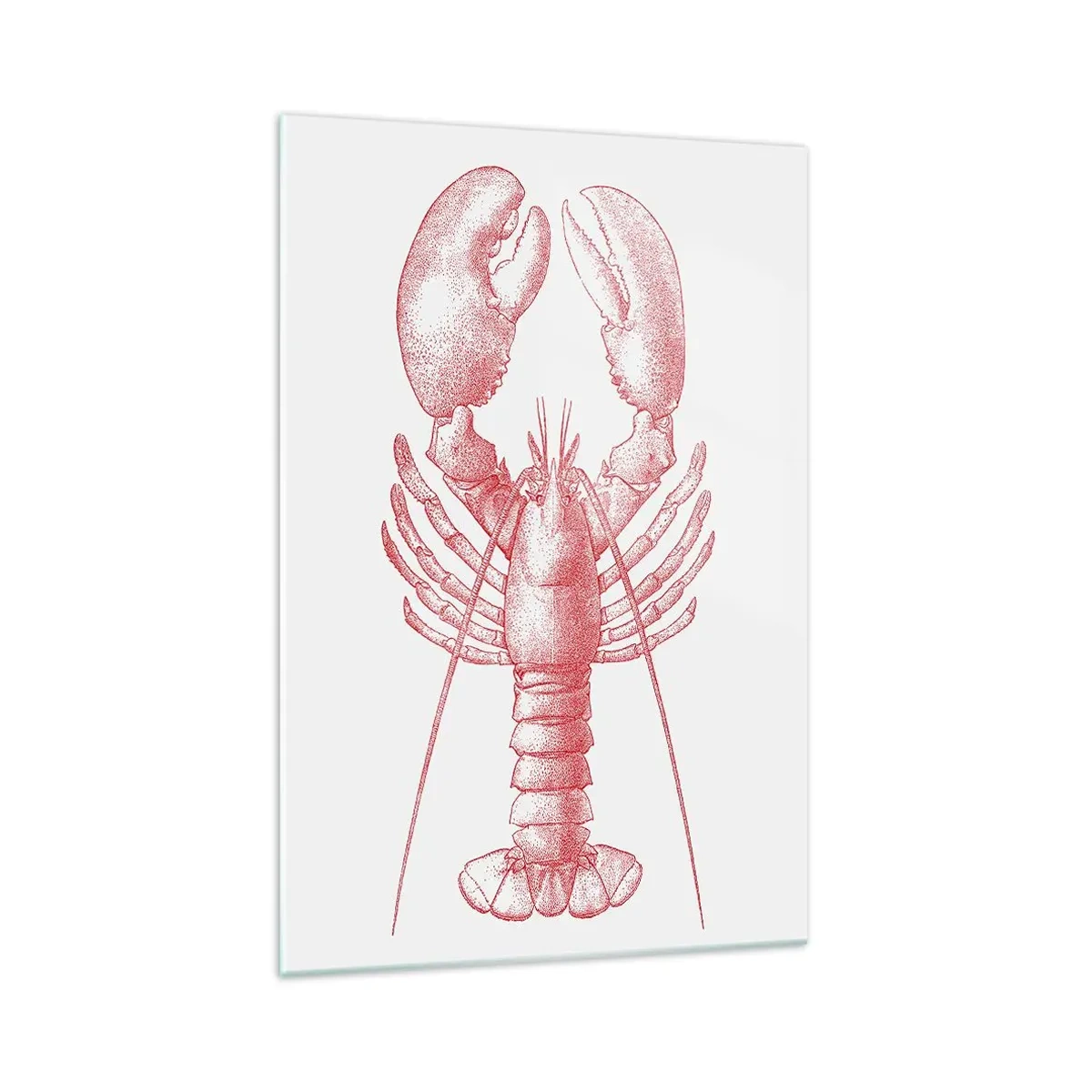 Impression sur verre - Image sur verre - Dessin d'un homard dans une teinte rouge - 70x100cm - Un homard digne d'Homère - Décoration murale moderne pour le salon et la chambre ARTTOR