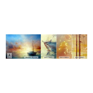 Échantillon de Papier Peint Autocollant Deluxe Sticker - Dans une baie dorée - Voilier, Paysage, Mer - 100x30 cm