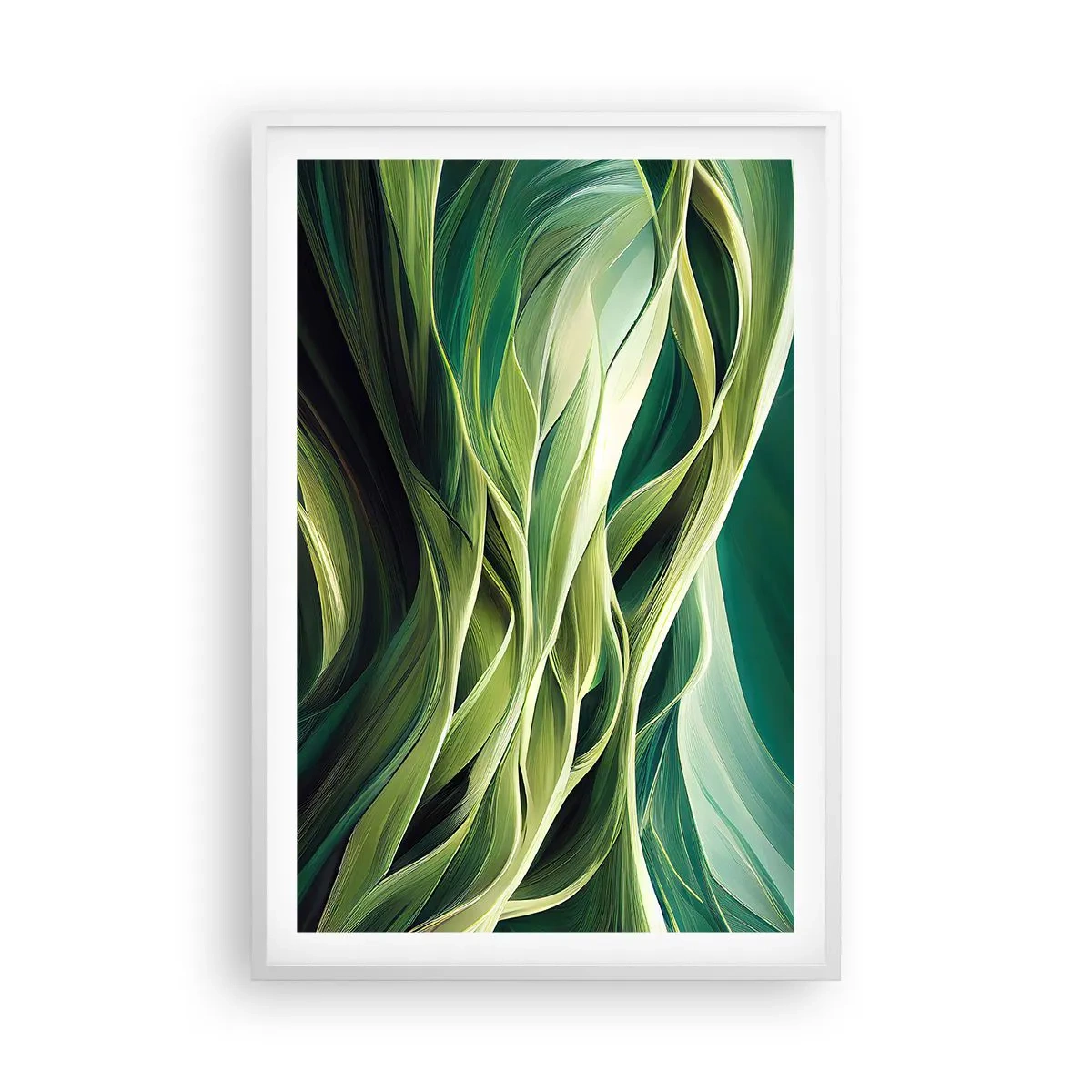 Affiche dans un cadre blanc - Poster - Jeu de vert abstrait - 61x91 cm