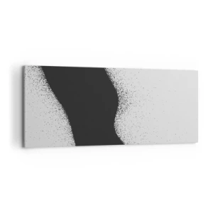Impression sur toile - Image sur toile - Motif abstrait noir et blanc avec des points délicats sur toile - 120x50cm - Équilibre fluide - Décoration murale moderne pour le salon et la chambre ARTTOR