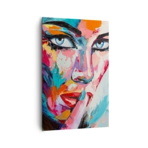 Impression sur toile - Image sur toile - Portrait coloré d'une femme dans un style abstrait - 80x120cm - Notre premier secret - Décoration murale moderne pour le salon et la chambre ARTTOR