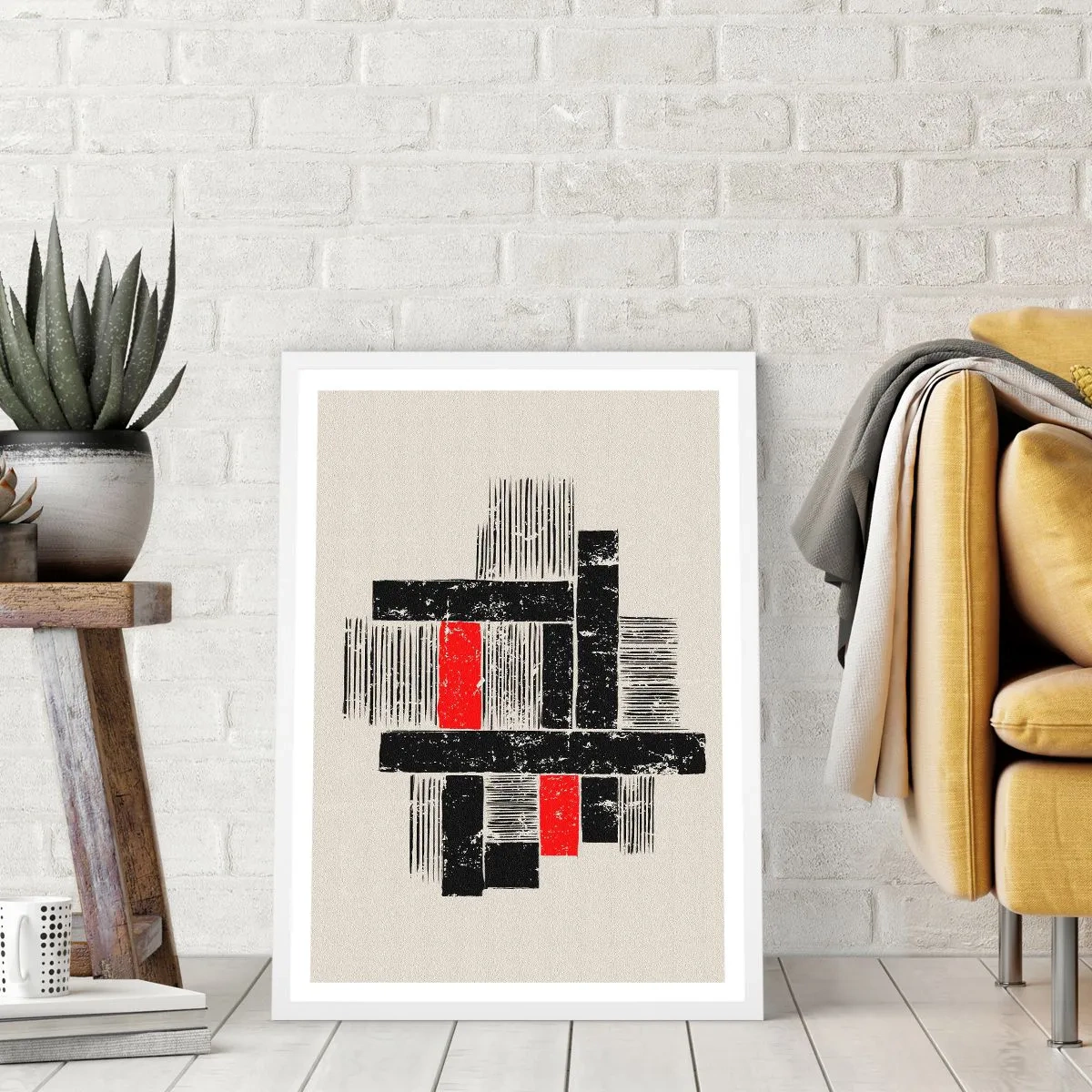 Affiche dans un cadre blanc - Poster - En rouge et noir - 40x50 cm