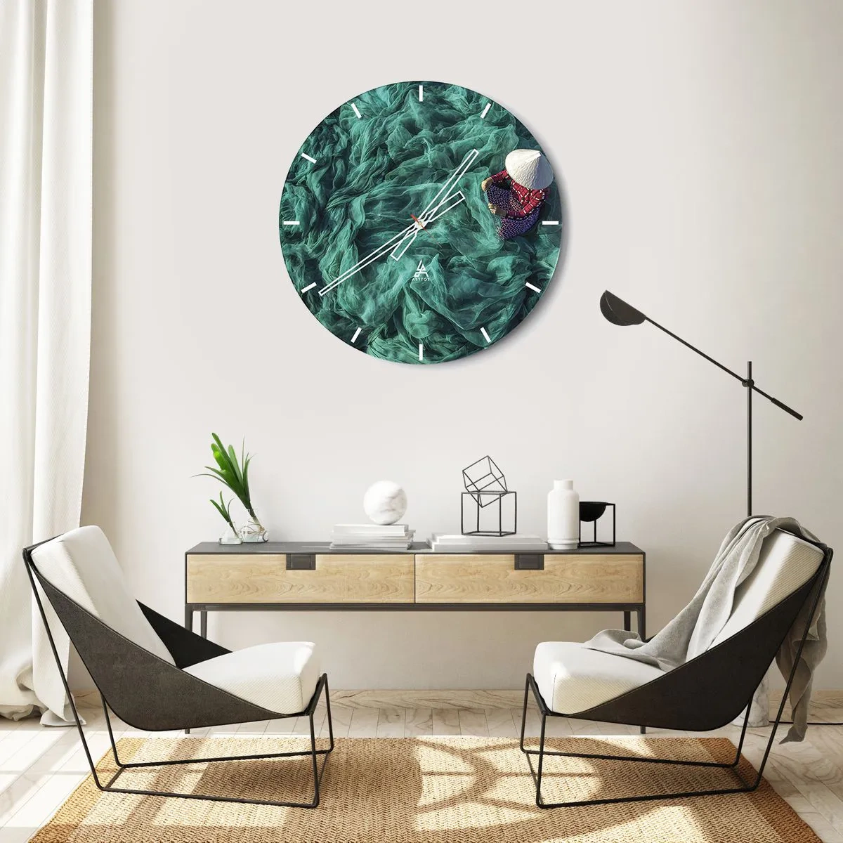 Horloge murale - Pendule murale - Dans une mer de filet - 30x30 cm