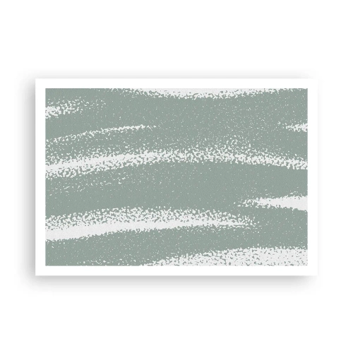 Affiche - Poster - Vagues d'hiver dans les tons menthe et blanc - 100x70cm - Abstraction dans un climat hivernal - Décoration murale moderne pour le salon et la chambre ARTTOR