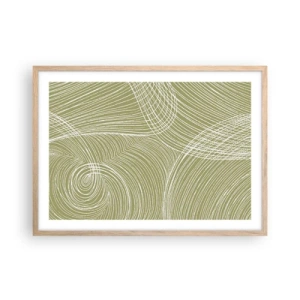 Affiche dans un chêne clair - Poster - Abstraction complexe de blanc - 70x50 cm