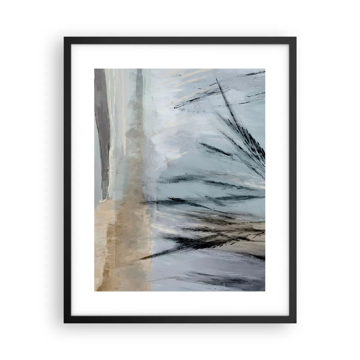 Affiche dans un cadre noir - Poster - Champs d'hiver - 40x50 cm