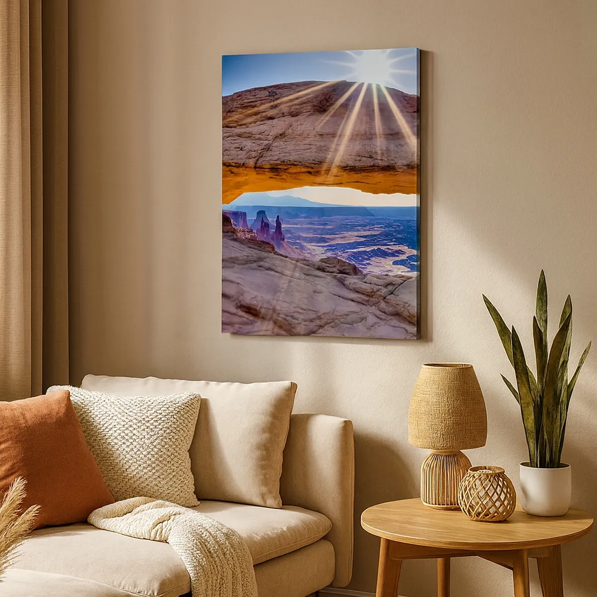 Impression sur toile - Image sur toile - Arche rocheuse surplombant le canyon au lever du soleil - 50x70cm - Par la porte rocheuse - Décoration murale moderne pour le salon et la chambre ARTTOR