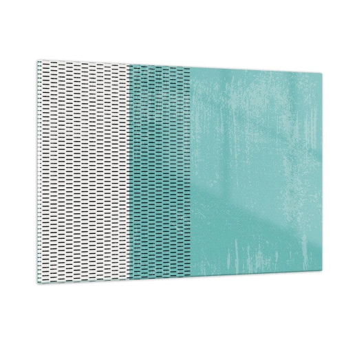 Impression sur verre - Image sur verre - Abstraction moderne aux couleurs turquoise et blanches - 120x80cm - Composition équilibrée - Décoration murale moderne pour le salon et la chambre ARTTOR
