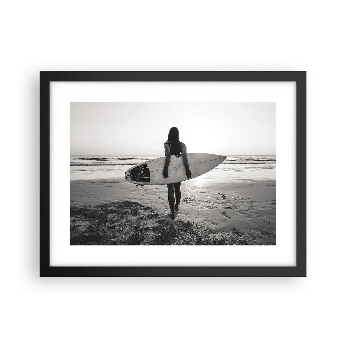 Affiche dans un cadre noir - Poster - Fille des vagues de la mer - 40x30 cm