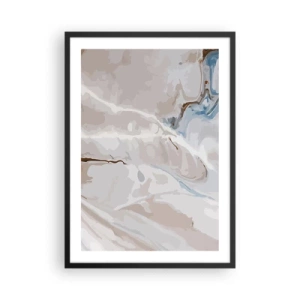 Affiche dans un cadre noir - Poster - Motif marbré dans des tons délicats de beige et de bleu - 50x70cm - Le bleu serpente sous le blanc - Décoration murale moderne pour le salon et la chambre ARTTOR
