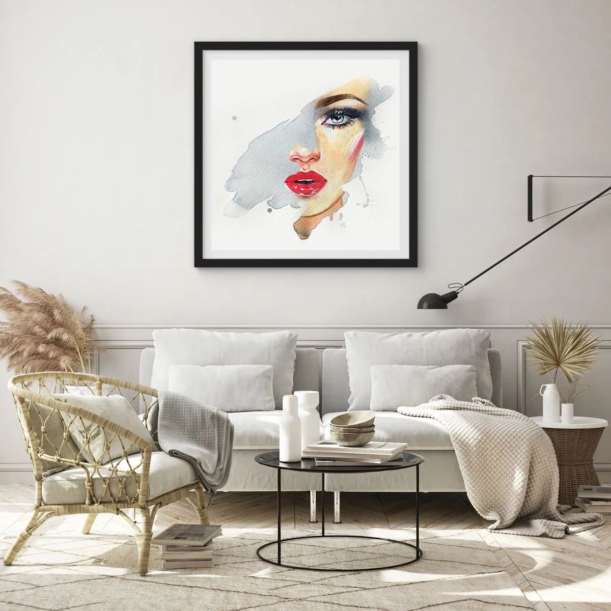 Affiche dans un cadre noir - Poster - Reflet dans une goutte d'eau - 60x60 cm