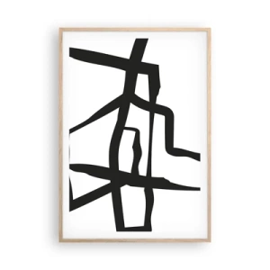 Affiche dans un chêne clair - Poster - Conception noir et blanc - 70x100 cm