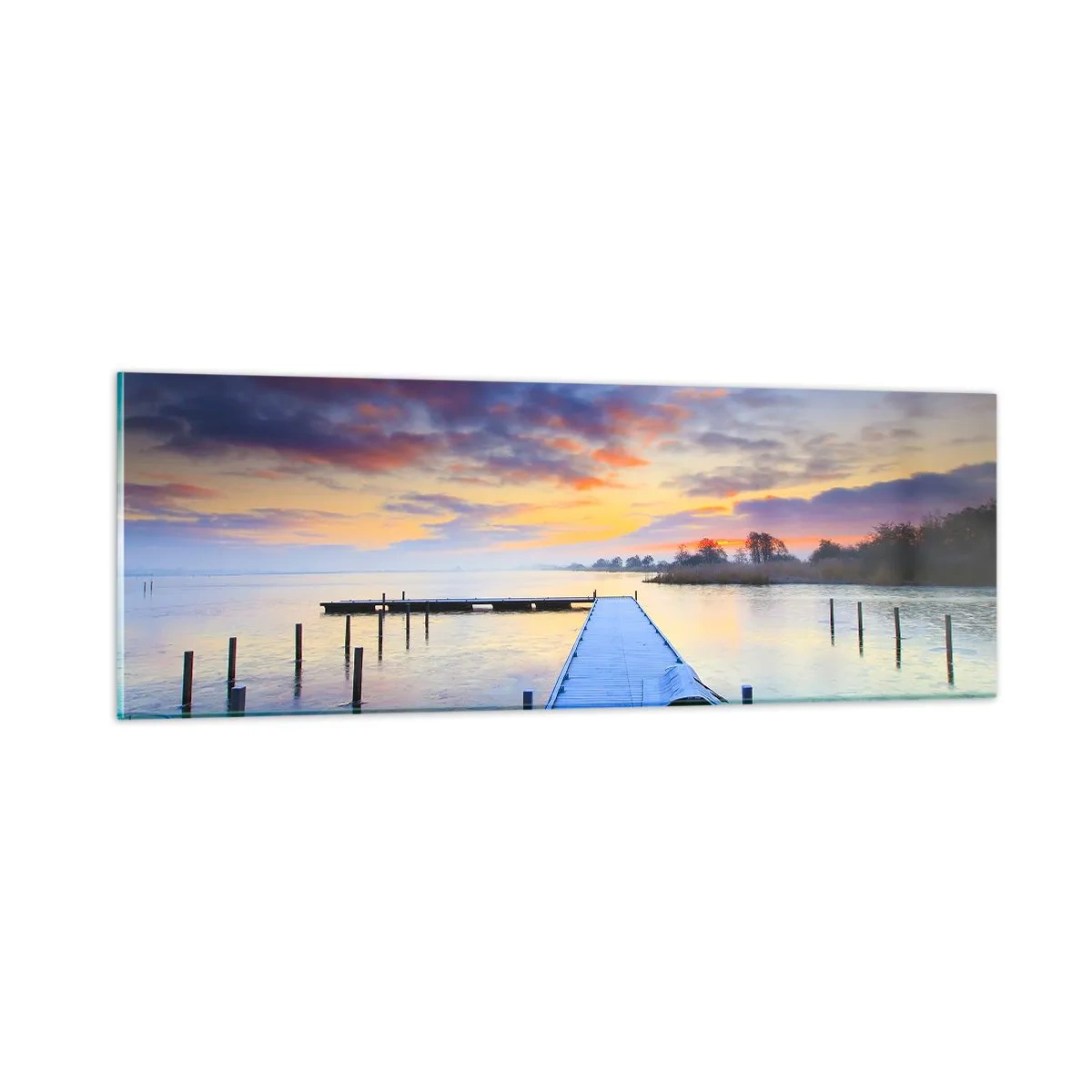 Impression sur verre - Image sur verre - Calme violet-doré - 90x30 cm