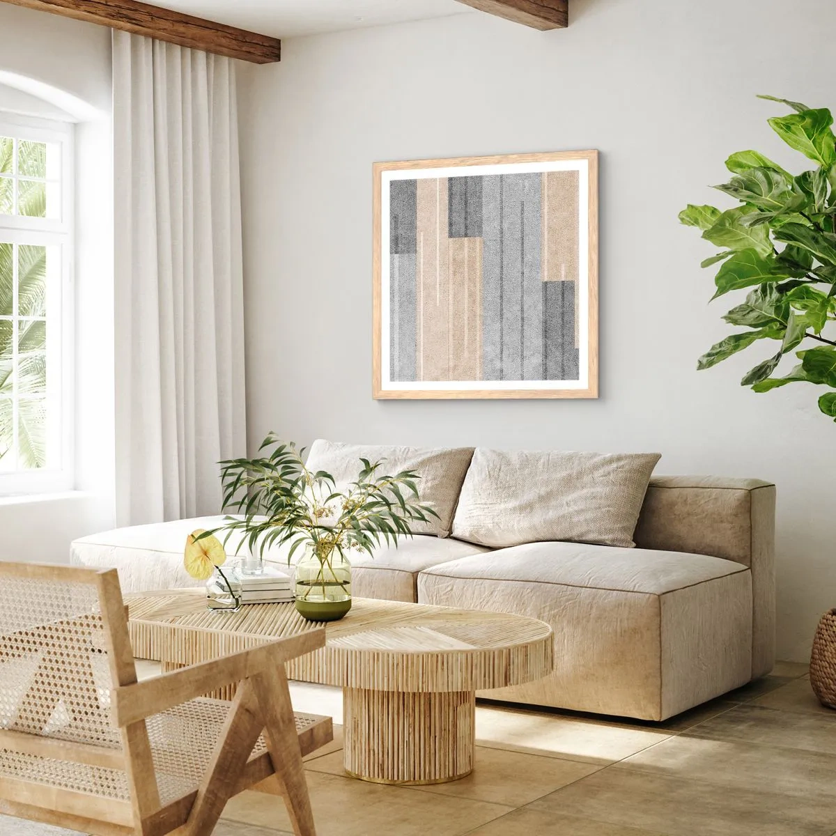 Affiche dans un chêne clair - Poster - Composition : se tenir droit - 30x30 cm