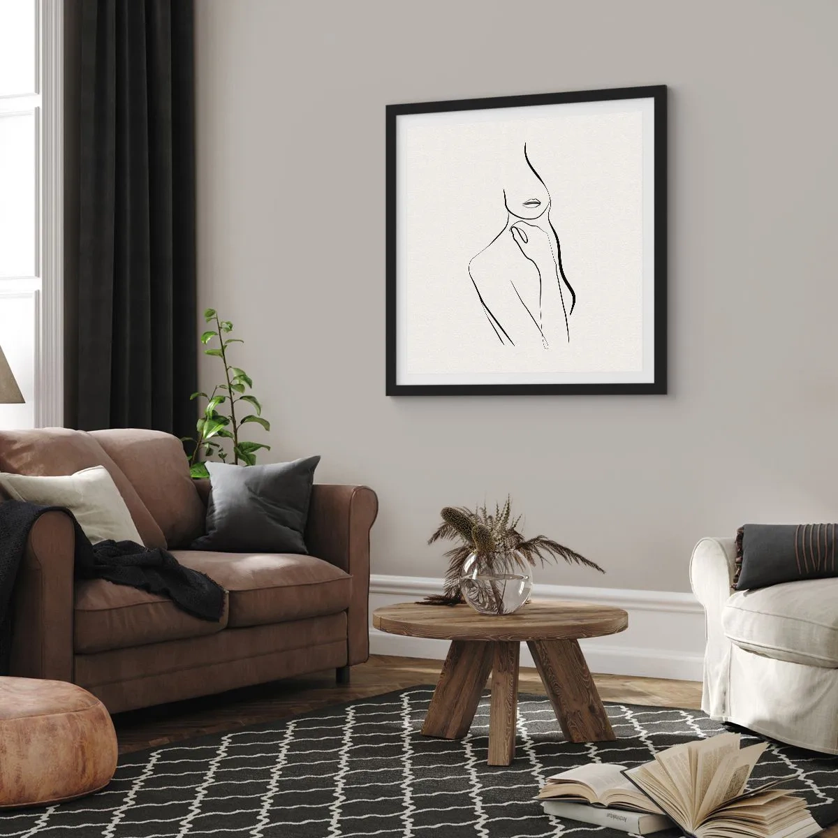 Affiche dans un cadre noir - Poster - Vague de mélancolie - 50x50 cm