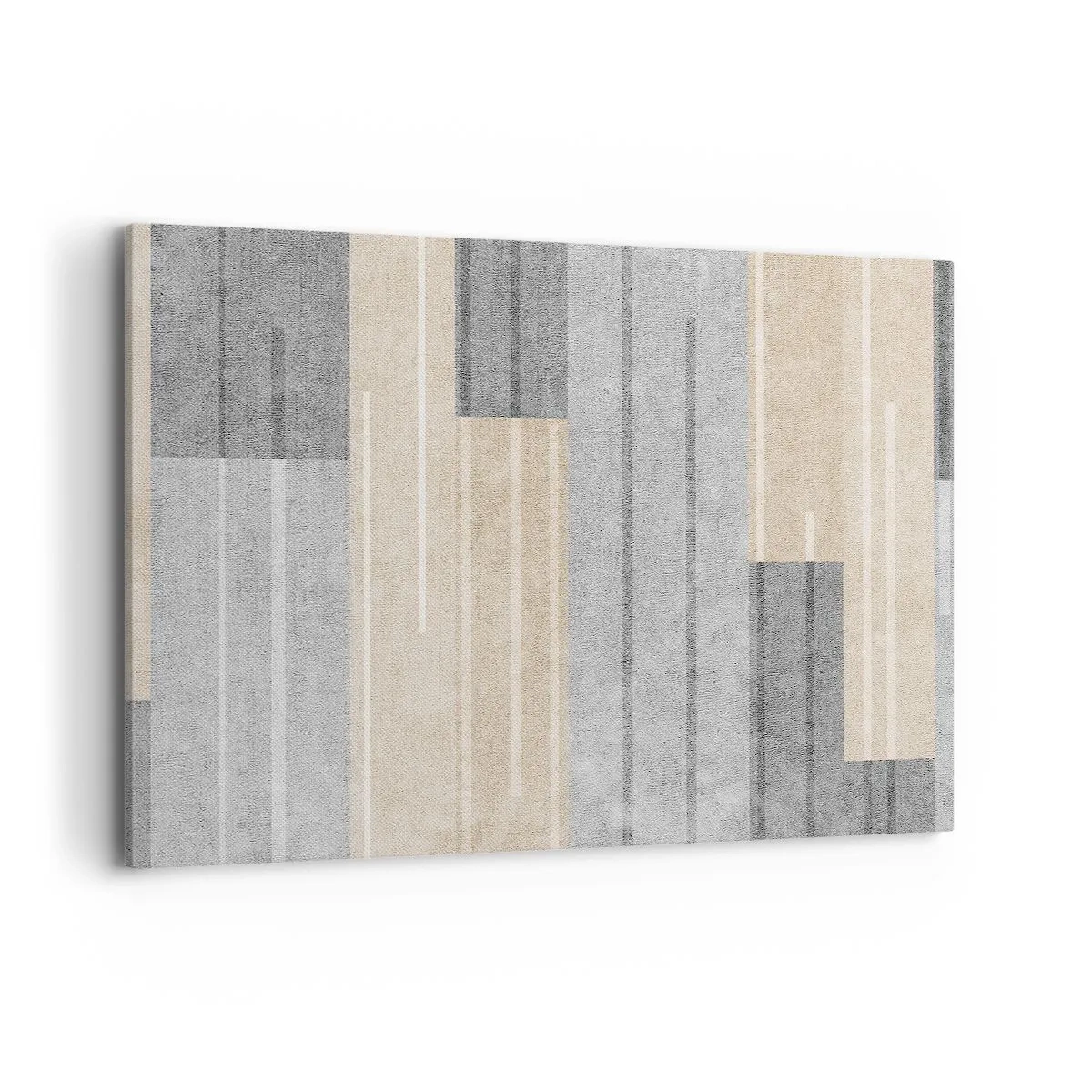 Impression sur toile - Image sur toile - Composition géométrique dans les tons de gris et de beige - 100x70cm - Composition : se tenir droit - Décoration murale moderne pour le salon et la chambre ARTTOR
