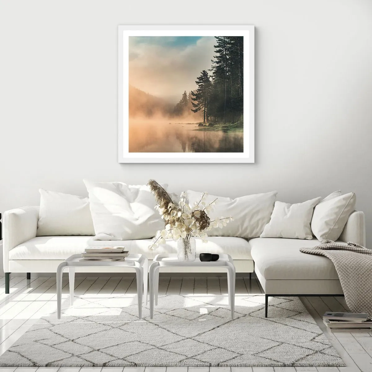 Affiche dans un cadre blanc - Poster - Naissance du jour - 60x60 cm