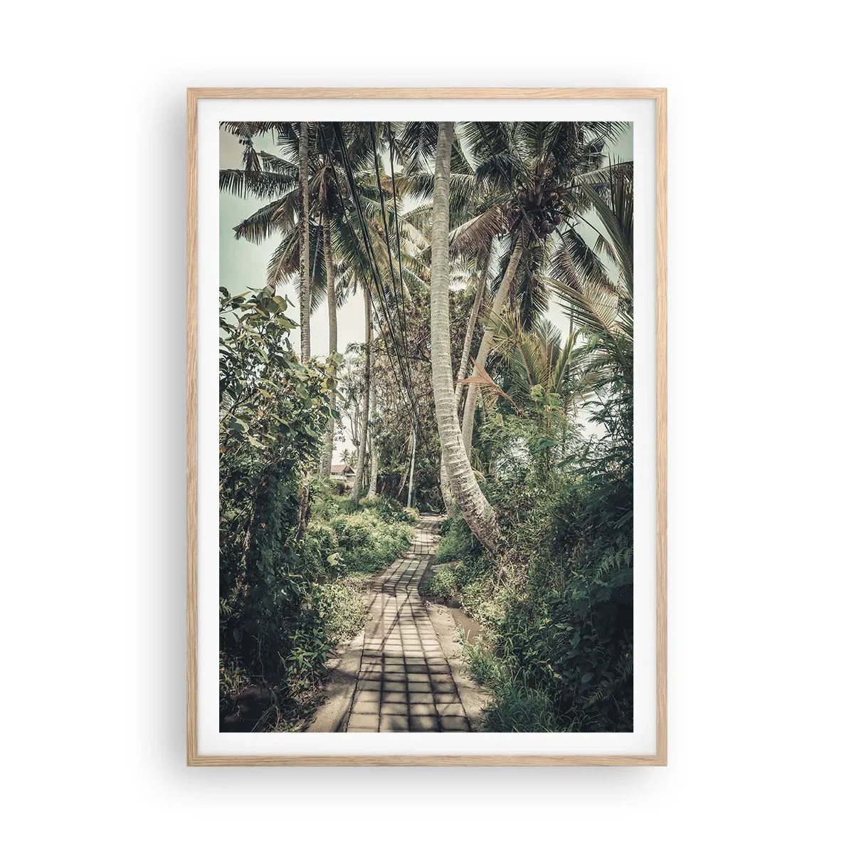Affiche dans un chêne clair - Poster - Allée des palmiers - 70x100 cm