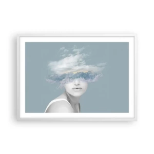 Affiche dans un cadre blanc - Poster - La tête dans les nuages - 70x50 cm