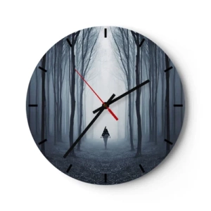 Horloge murale - Pendule murale - Une forêt sombre dans le brouillard avec une silhouette mystérieuse - 30x30cm - Tout est simple et clair - Décoration murale moderne pour le salon, la cuisine et la chambre ARTTOR
