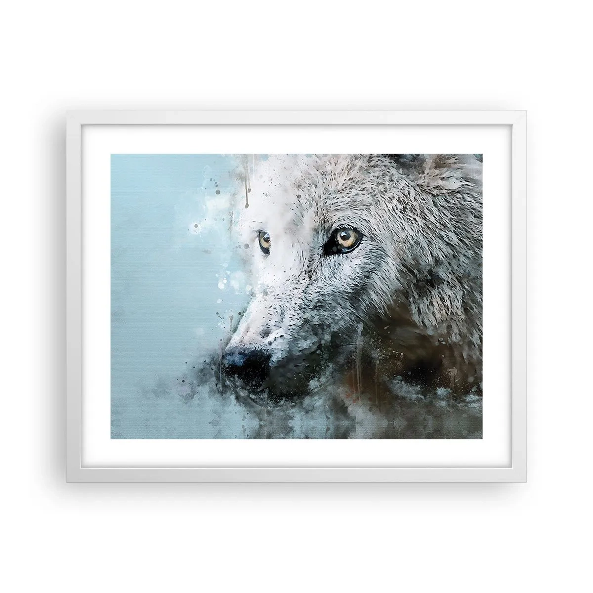 Affiche dans un cadre blanc - Poster - Rencontrez l'âme du loup - 50x40 cm