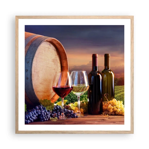 Affiche dans un chêne clair - Poster - Ici la vie a du goût - 60x60 cm