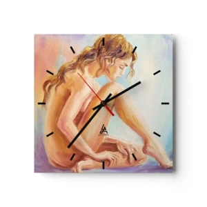 Horloge murale - Pendule murale - Une délicate figure de femme sur un fond pastel - 30x30cm - Acte de jeunesse - Décoration murale moderne pour le salon et la chambre ARTTOR