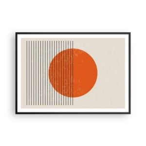 Affiche dans un cadre noir - Poster - Soleil minimaliste aux lignes géométriques - 100x70cm - Toujours le soleil - Décoration murale moderne pour le salon et la chambre ARTTOR