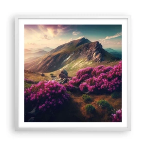 Affiche dans un cadre blanc - Poster - L'été à la montagne - 60x60 cm