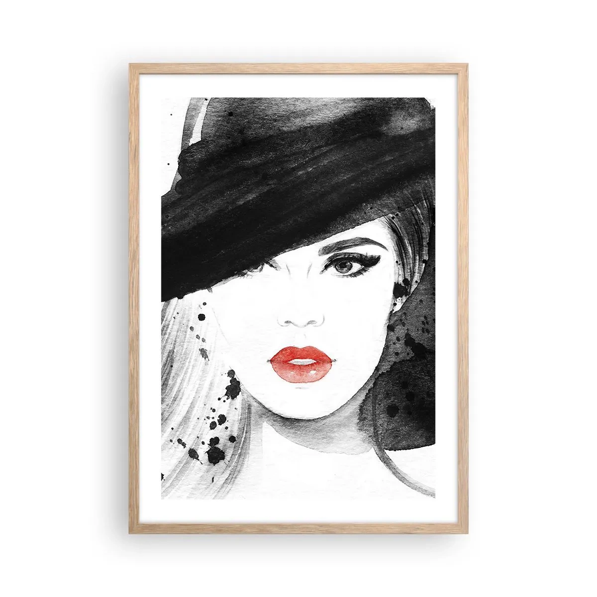 Affiche dans un chêne clair - Poster - Dame en noir - 50x70 cm