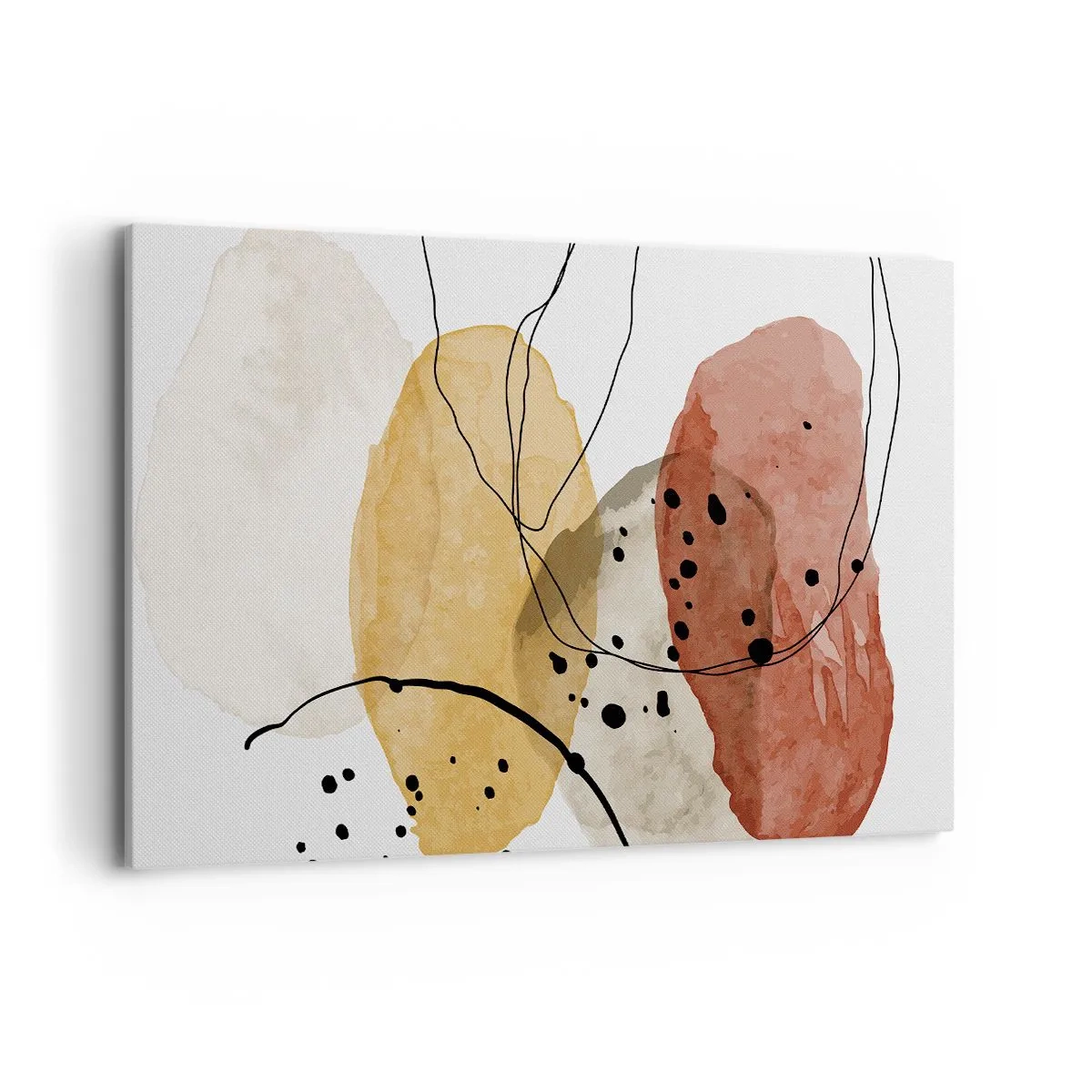 Impression sur toile - Image sur toile - Taches abstraites dans les tons beige, jaune et rouge - 120x80cm - Léger et transparent comme l'air - Décoration murale moderne pour le salon et la chambre ARTTOR