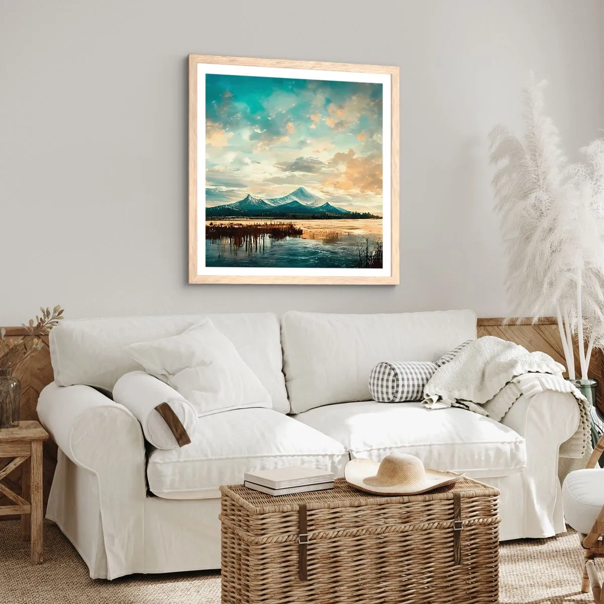 Affiche dans un chêne clair - Poster - Sous la protection du ciel - 60x60 cm