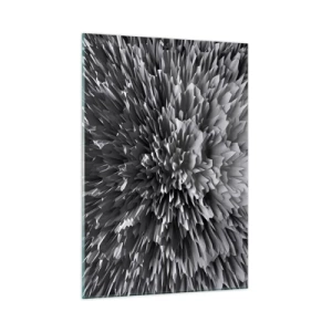 Impression sur verre - Image sur verre - Structure 3D abstraite en noir et blanc avec des bords nets - 50x70cm - Ça ne peut pas être plus dur que ça - Décoration murale moderne pour le salon et la chambre ARTTOR