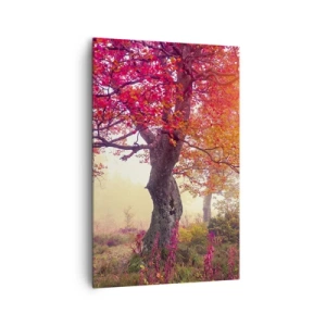 Impression sur toile - Image sur toile - Paysage d'automne avec des arbres aux couleurs intenses - 80x120cm - Frénésie de floraison - Décoration murale moderne pour le salon et la chambre ARTTOR