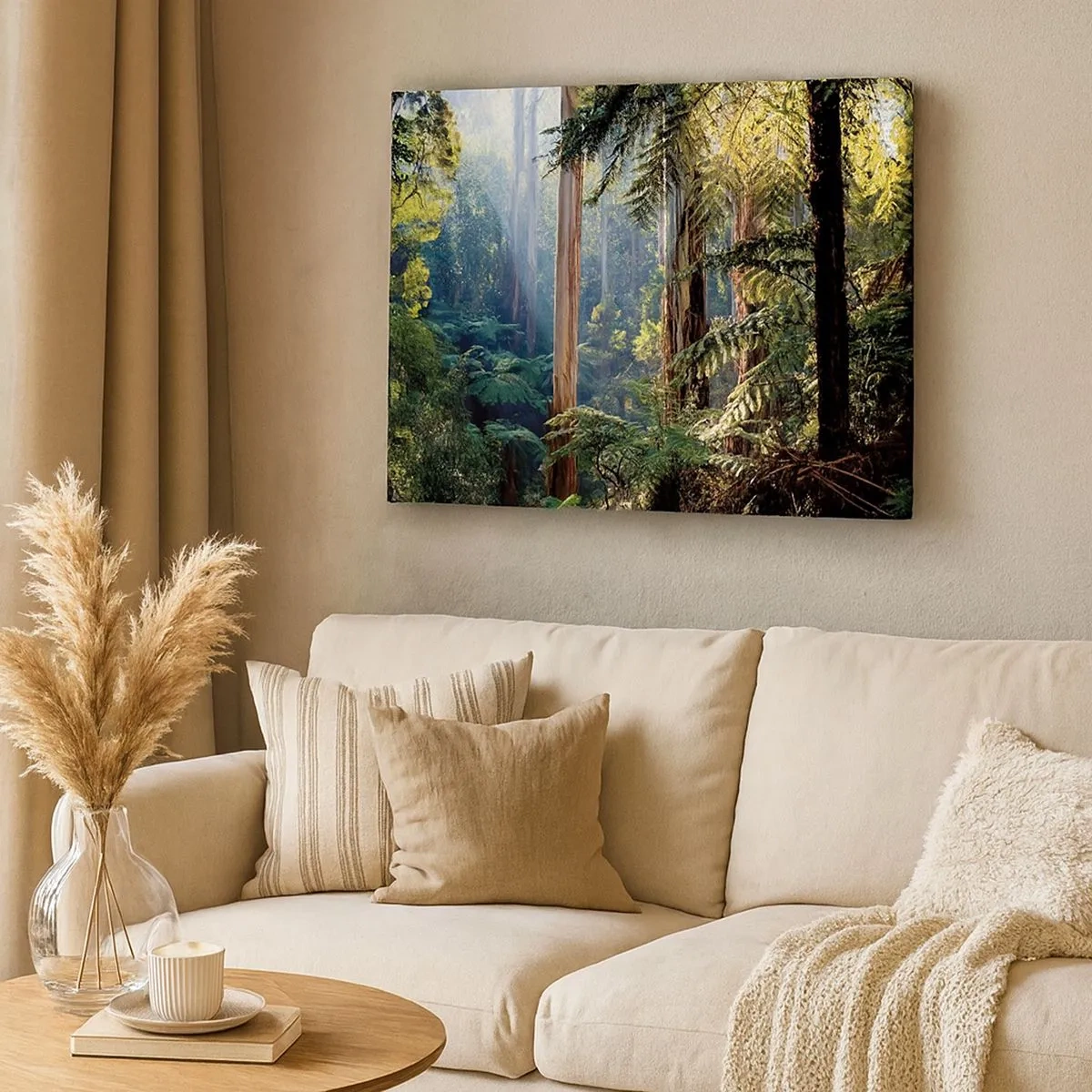 Impression sur toile - Image sur toile - Forêt tropicale illuminée par les rayons du soleil - 70x50cm - Fable de la forêt - Décoration murale moderne pour le salon et la chambre ARTTOR