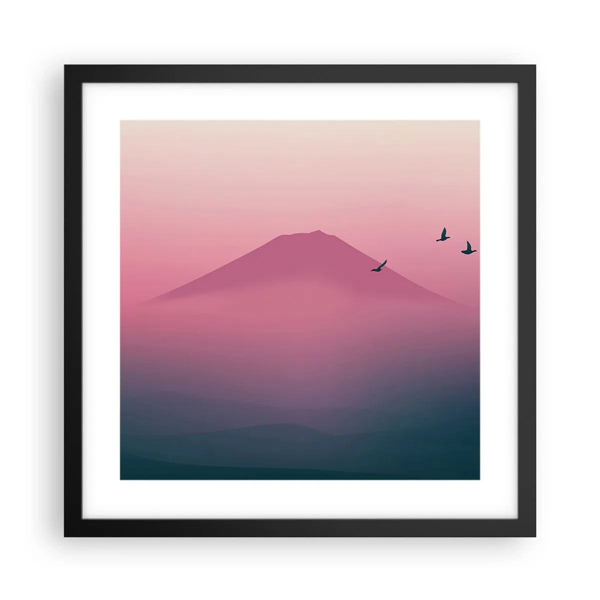 Affiche dans un cadre noir - Poster - Des pèlerins au dessus des nuages - 40x40 cm