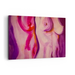 Impression sur toile - Image sur toile - Une interprétation abstraite de la silhouette féminine dans les tons roses et violets. - 120x80cm - Ode à la féminité - Décoration murale moderne pour le salon et la chambre ARTTOR