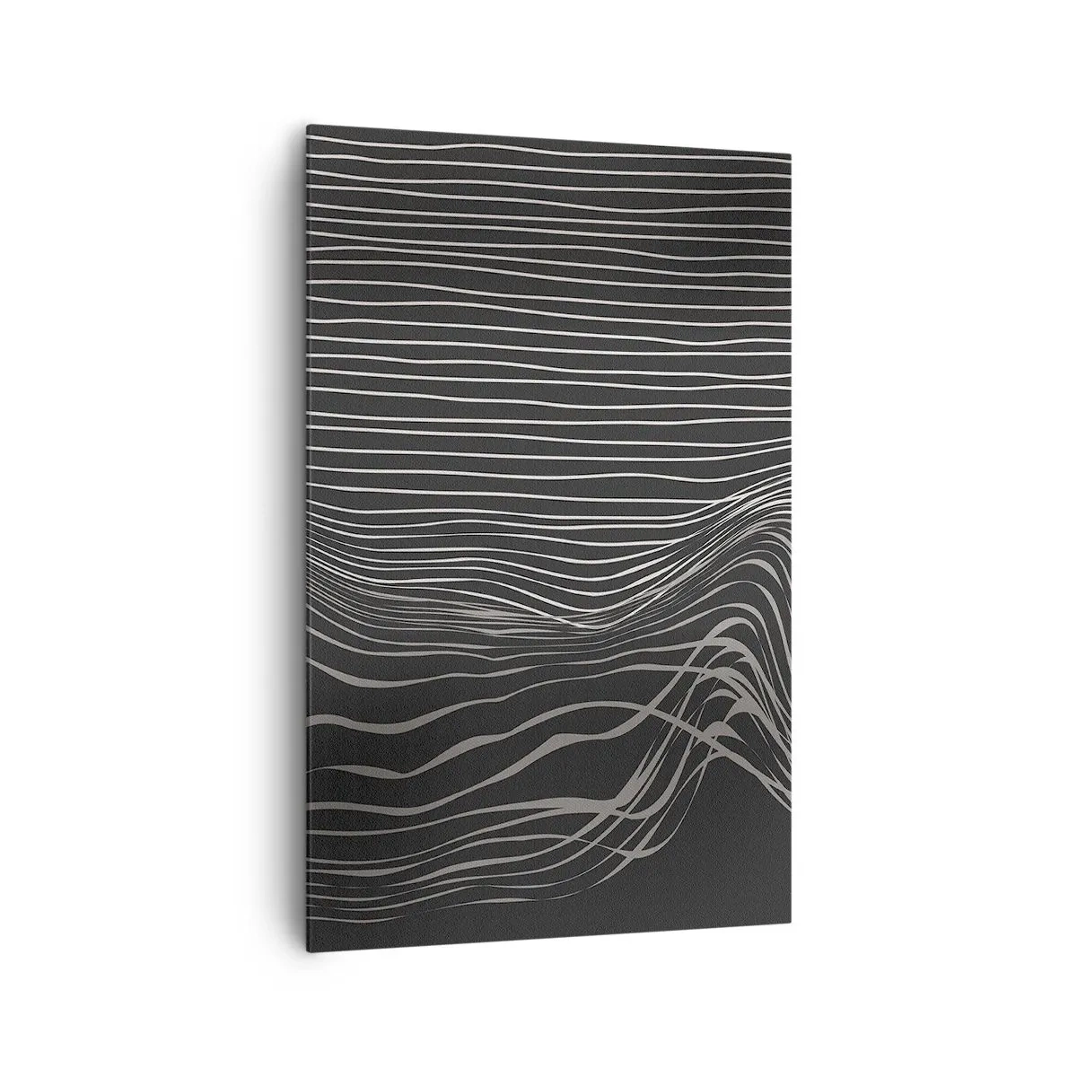 Impression sur toile - Image sur toile - Lignes blanches sur fond gris foncé dans un arrangement abstrait - 80x120cm - Rythme et accent - Décoration murale moderne pour le salon et la chambre ARTTOR